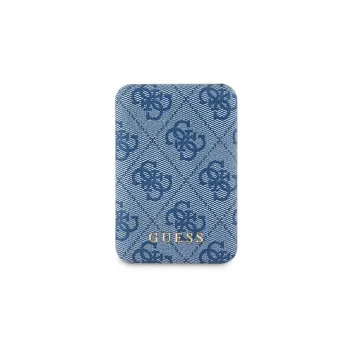 Power bank wireless Guess 5000mAh blu 4G pelle Metal Logo MagSafe 15W