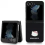 Custodia rigida Hello Kitty HKHCZF5PGHDLMK per Z Flip5 F731 nero Metal Logo Kitty Head