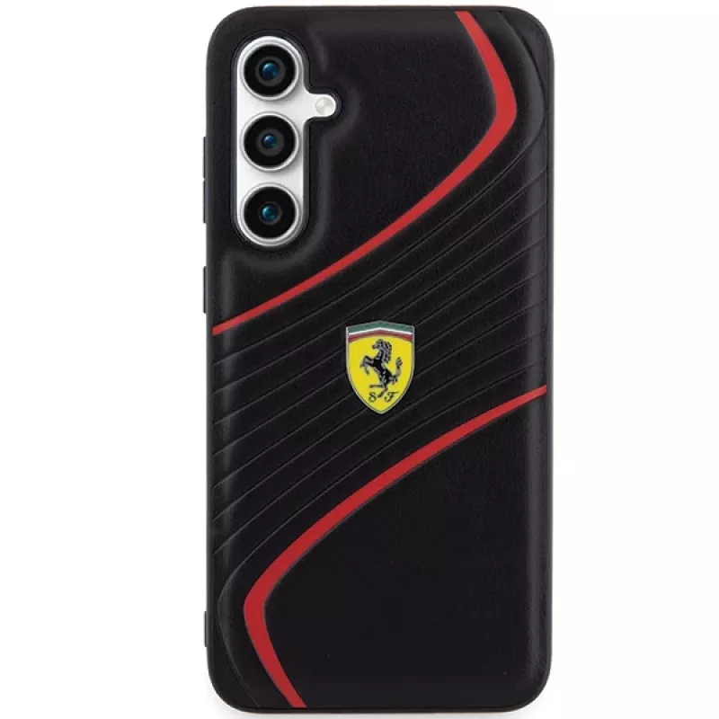 Custodia rigida Ferrari FEHCS23FEPTWK S23 FE S711 Twist Metal Logo nero