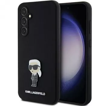 Custodia protettiva Karl Lagerfeld KLHCS23FEMHKNPK S23 FE S711 nero in silicone Ikonik Metal Pin