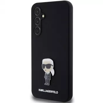 Custodia protettiva Karl Lagerfeld KLHCS23FEMHKNPK S23 FE S711 nero in silicone Ikonik Metal Pin