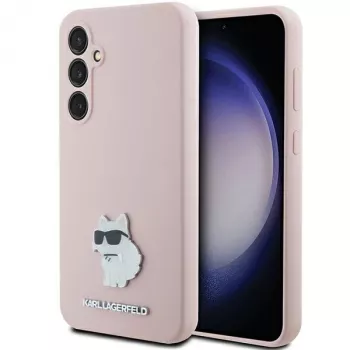 Custodia Karl Lagerfeld KLHCS23FESMHCNPP S23 FE S711 rosa in silicone Choupette Metal Pin per Samsung Galaxy S23 FE