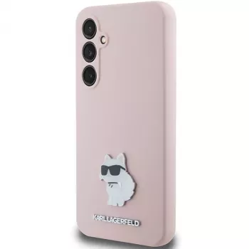Custodia Karl Lagerfeld KLHCS23FESMHCNPP S23 FE S711 rosa in silicone Choupette Metal Pin per Samsung Galaxy S23 FE