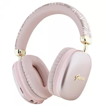 Guess Gcube Metallic Script Logo Cuffie Bluetooth On-Ear Rosa