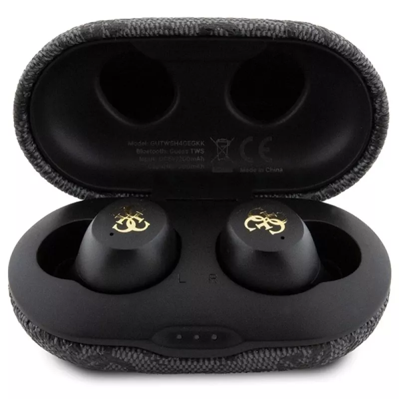 Guess 4G Metal Logo Auricolari Bluetooth TWS ENC con custodia di ricarica (nero)