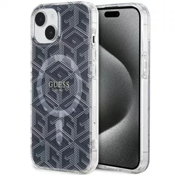 Guess GUHMP15SHGCUSTGK iPhone 15 / 14 / 13 6.1 Custodia rigida IML GCube MagSafe nero