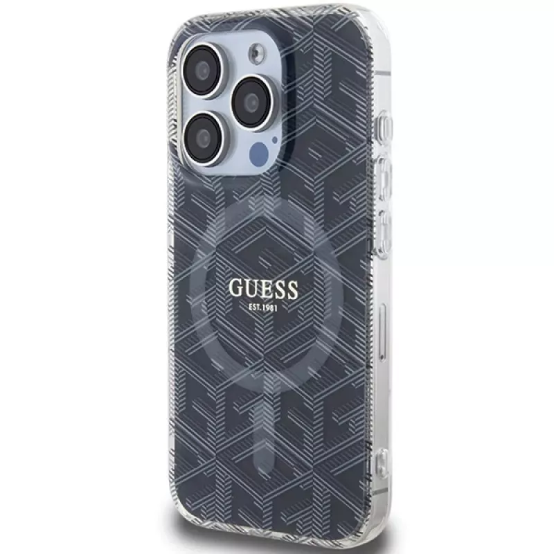 Guess GUHMP15XHGCUSTGK iPhone 15 Pro Max 6.7 Custodia rigida IML GCube MagSafe nero