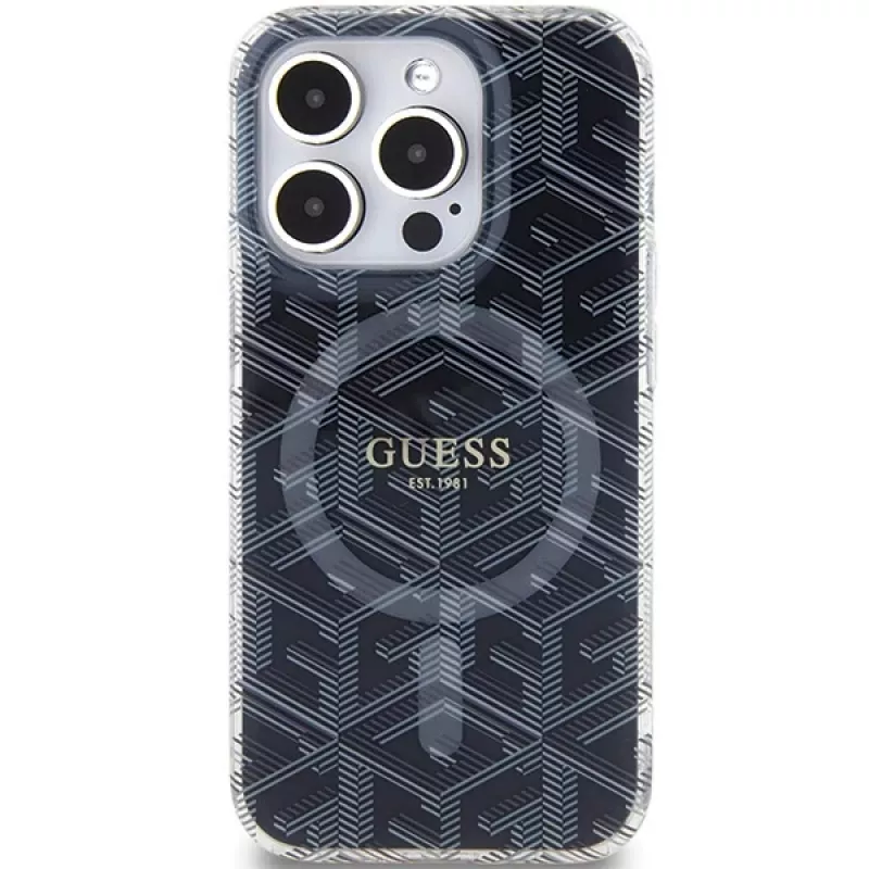Guess GUHMP15XHGCUSTGK iPhone 15 Pro Max 6.7 Custodia rigida IML GCube MagSafe nero