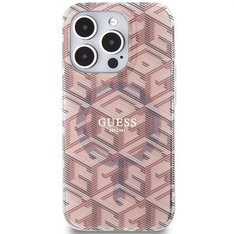 Guess GUHMP15LHGCUSTGP iPhone 15 Pro 6,1 inch Custodia rigida IML GCube MagSafe rosa