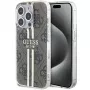 Guess GUHCP15LH4PSEGW iPhone 15 Pro 6.1 Custodia rigida IML 4G Gold Stripe marrone