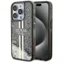 Guess GUHCP15LLFCSEGK iPhone 15 Pro 6.1 Custodia rigida Liquid Glitter Gold Stripes nero