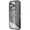 Guess GUHCP15LLFCSEGK iPhone 15 Pro 6.1 Custodia rigida Liquid Glitter Gold Stripes nero
