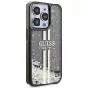Guess GUHCP15LLFCSEGK iPhone 15 Pro 6.1 Custodia rigida Liquid Glitter Gold Stripes nero