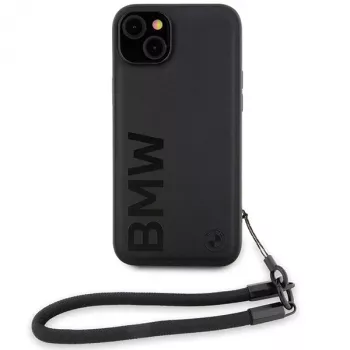 BMW Signature Leather Wordmark Cord Custodia rigida per iPhone 15 Plus / 14 Plus 6,7