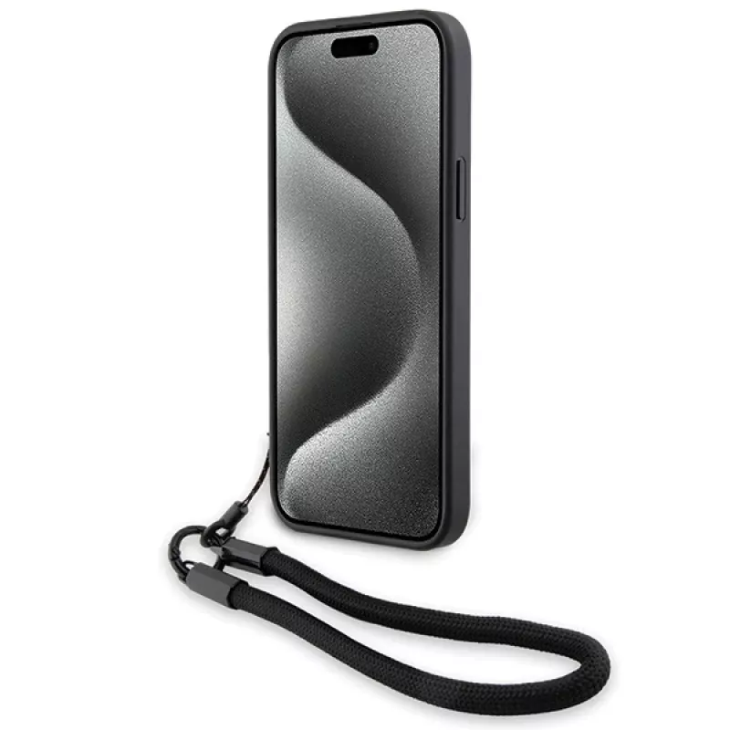 BMW Signature Leather Wordmark Cord Custodia rigida per iPhone 15 Plus / 14 Plus 6,7