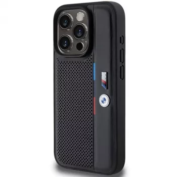 BMW Perforated Tricolor Line Custodia rigida per Apple iPhone 15 Pro 6.1 nero