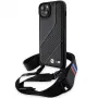 BMW BMHCP15S23PSCCK iPhone 15 / 14 / 13 Custodia rigida nero M Edition Carbon Stripe & Strap