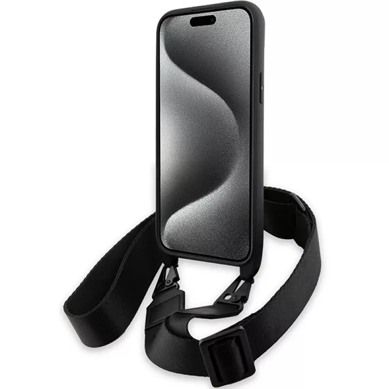 BMW BMHCP15S23PSVTK iPhone 15 / 14 / 13 Custodia rigida nero M Edition Carbon Tricolor Lines & Strap