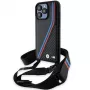 BMW M Edition Carbon Tricolor Lines Custodia rigida con cinturino per Apple iPhone 15 Pro Max 6,7