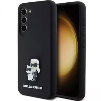 Karl Lagerfeld KLHCS23SSMHKCNPK S23 S911 custodia rigida nera in silicone Karl & Choupette Metal Pin