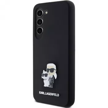Karl Lagerfeld KLHCS23SSMHKCNPK S23 S911 custodia rigida nera in silicone Karl & Choupette Metal Pin