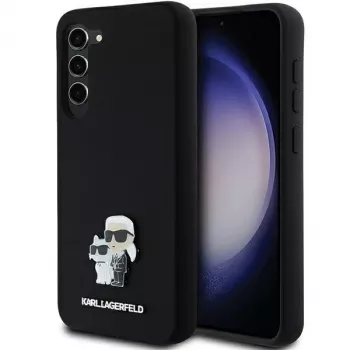 Karl Lagerfeld KLHCS23MSMHKCNPK custodia rigida per Samsung Galaxy S23+ S916, silicone, nero, Karl & Choupette Metal Pin