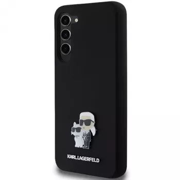 Karl Lagerfeld KLHCS23MSMHKCNPK custodia rigida per Samsung Galaxy S23+ S916, silicone, nero, Karl & Choupette Metal Pin