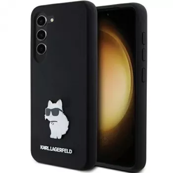 Karl Lagerfeld KLHCS23SSMHCNPK S23 S911 custodia rigida nera in silicone Choupette Metal Pin