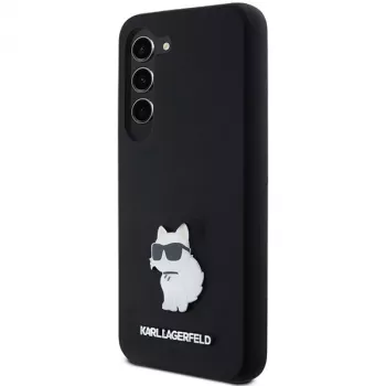 Karl Lagerfeld KLHCS23SSMHCNPK S23 S911 custodia rigida nera in silicone Choupette Metal Pin