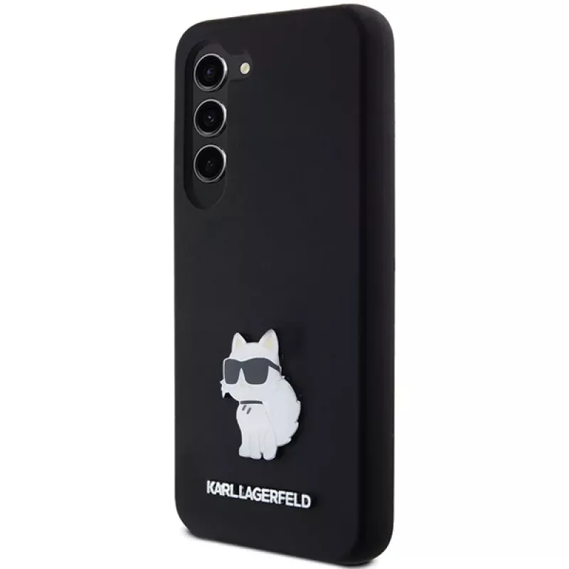 Karl Lagerfeld KLHCS23SSMHCNPK S23 S911 custodia rigida nera in silicone Choupette Metal Pin