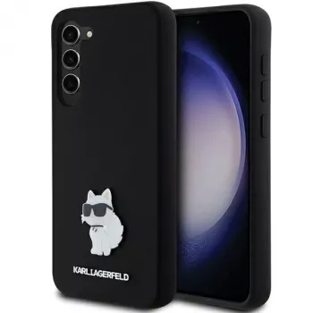 Karl Lagerfeld KLHCS23MSMHCNPK S23+ S916 custodia rigida nera in silicone Choupette Metal Pin