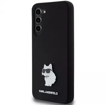 Karl Lagerfeld KLHCS23MSMHCNPK S23+ S916 custodia rigida nera in silicone Choupette Metal Pin