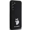Karl Lagerfeld KLHCS23MSMHCNPK S23+ S916 custodia rigida nera in silicone Choupette Metal Pin
