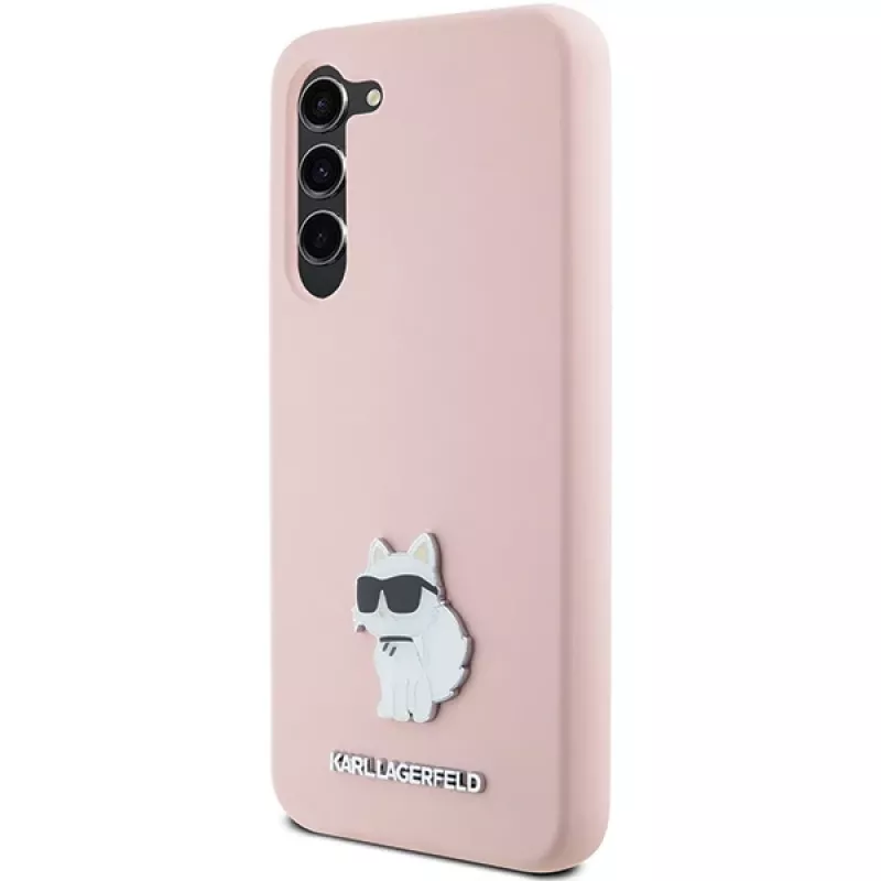Karl Lagerfeld KLHCS23MSMHCNPP custodia in silicone per Samsung Galaxy S23+ con Choupette Metal Pin - rosa