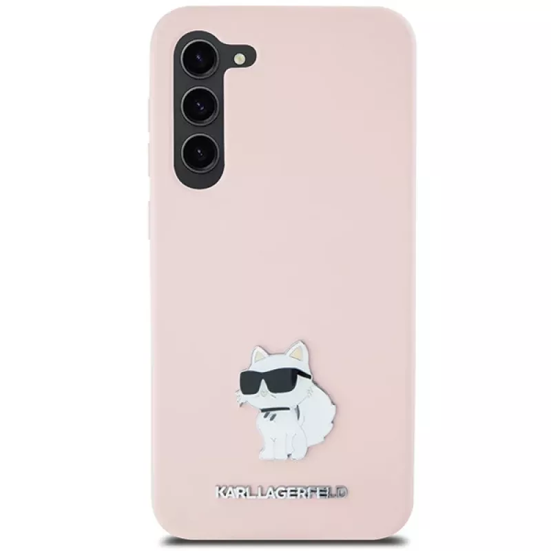 Karl Lagerfeld KLHCS23MSMHCNPP custodia in silicone per Samsung Galaxy S23+ con Choupette Metal Pin - rosa
