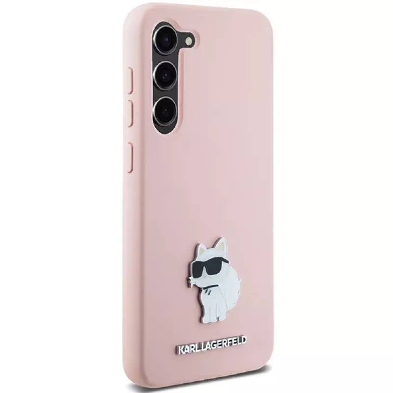 Karl Lagerfeld KLHCS23MSMHCNPP custodia in silicone per Samsung Galaxy S23+ con Choupette Metal Pin - rosa