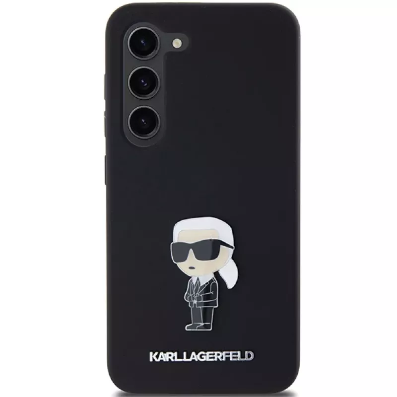 Karl Lagerfeld Ikonik Metal Pin custodia in silicone per Samsung Galaxy S23 - nero