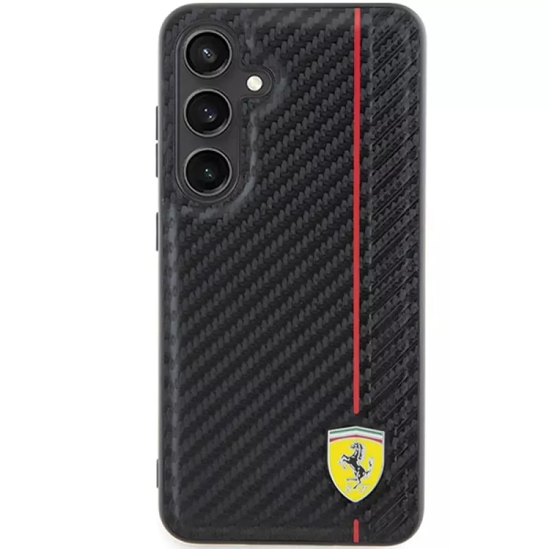 Ferrari FEHCS24MN3DUR S24+ S926 custodia rigida nera Carbon Printed Line
