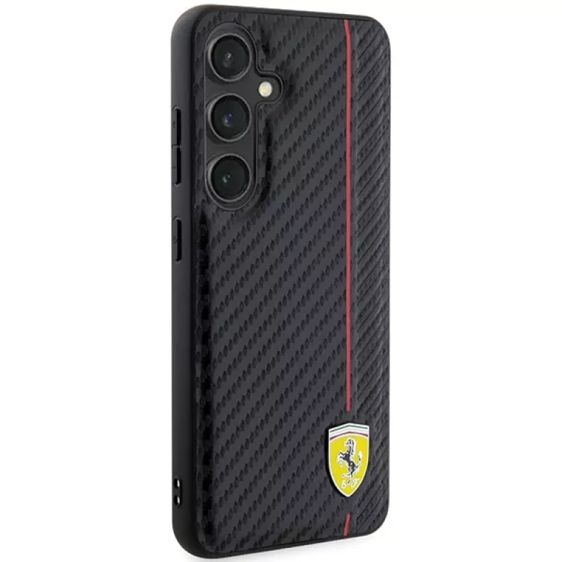 Ferrari FEHCS24MN3DUR S24+ S926 custodia rigida nera Carbon Printed Line