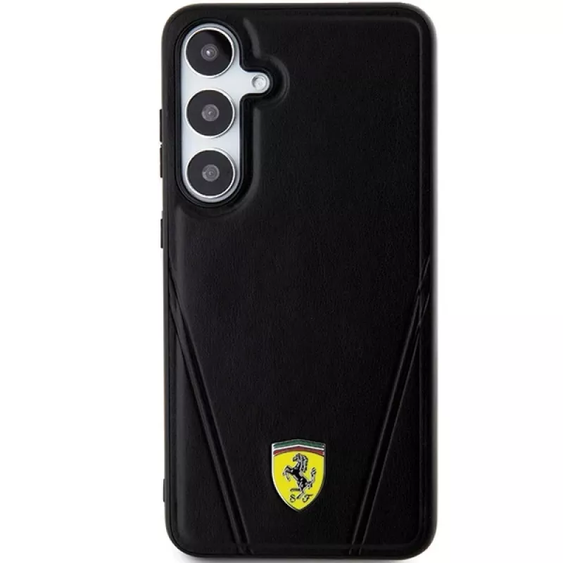 Ferrari FEHMS24SP3BAK S24 S921 custodia rigida nera Hot Stamp V Lines MagSafe