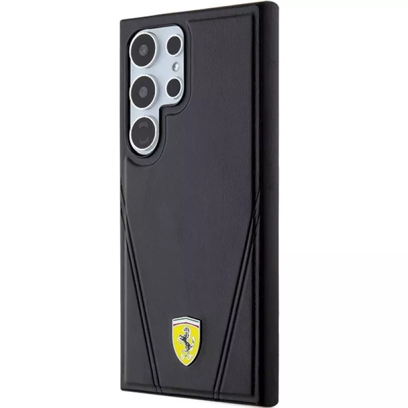 Ferrari FEHMS24LP3BAK custodia rigida per Samsung Galaxy S24 Ultra, nero, Hot Stamp V-Lines, MagSafe