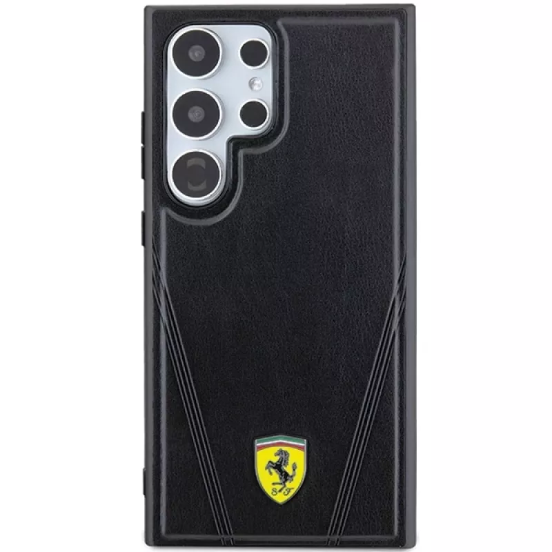 Ferrari FEHMS24LP3BAK custodia rigida per Samsung Galaxy S24 Ultra, nero, Hot Stamp V-Lines, MagSafe