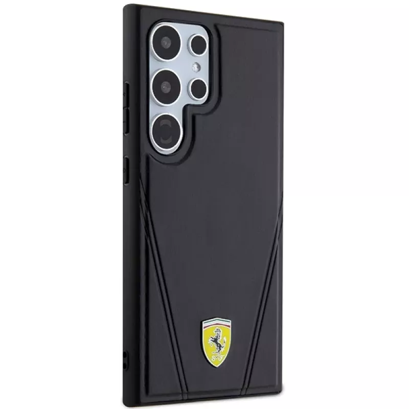 Ferrari FEHMS24LP3BAK custodia rigida per Samsung Galaxy S24 Ultra, nero, Hot Stamp V-Lines, MagSafe