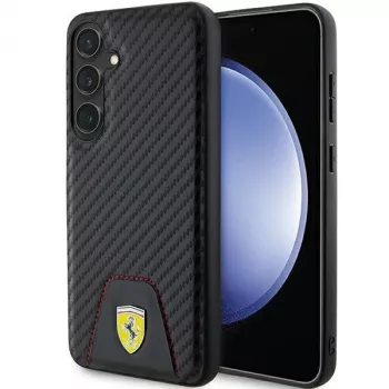 Ferrari FEHCS24MN3PUK custodia rigida per Samsung Galaxy S24+ (SM-S926) - Carbon Stitched Bottom - nero