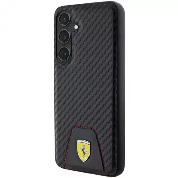 Ferrari FEHCS24MN3PUK custodia rigida per Samsung Galaxy S24+ (SM-S926) - Carbon Stitched Bottom - nero
