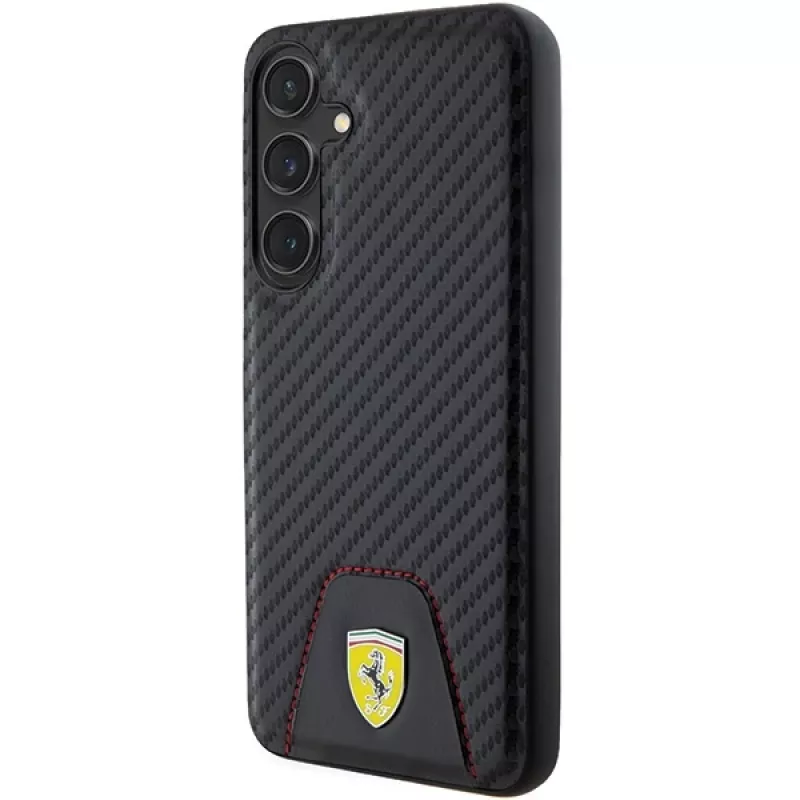 Ferrari FEHCS24MN3PUK custodia rigida per Samsung Galaxy S24+ (SM-S926) - Carbon Stitched Bottom - nero