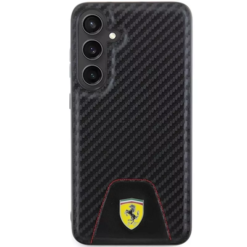 Ferrari FEHCS24MN3PUK custodia rigida per Samsung Galaxy S24+ (SM-S926) - Carbon Stitched Bottom - nero
