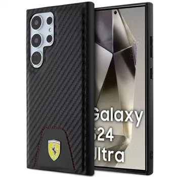 Ferrari FEHCS24LN3PUK custodia rigida per Samsung Galaxy S24 Ultra, Carbon Stitched Bottom, nero