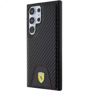 Ferrari FEHCS24LN3PUK custodia rigida per Samsung Galaxy S24 Ultra, Carbon Stitched Bottom, nero