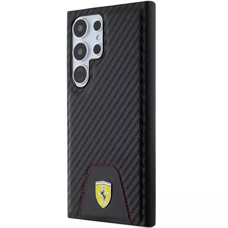 Ferrari FEHCS24LN3PUK custodia rigida per Samsung Galaxy S24 Ultra, Carbon Stitched Bottom, nero